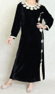 Robe longue orientale algerienne en velours brodee et perlee pour femme - Couleur Noir