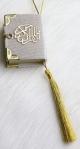 Pendentif Mini-Coran recouvert de velours avec parties dorees - Couleur blanc