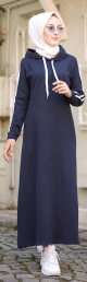 Robe decontractee longue a capuche (Sportwears pour femmes musulmanes voilees) - Couleur bleu marine