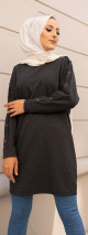 Tunique Casual Style Sweat-shirt (Mode Hijab pour femme) - Couleur gris chine (Anthracite)