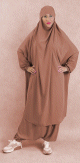 Ensemble Jilbab femme deux (2) pieces cape et sarouel (pantalon) - Couleur Marron clair