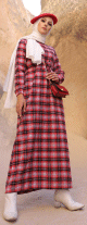 Robe a carreaux (Vetement hijab moderne) - Couleur anthracite et rouge