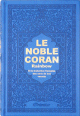 Le Noble Coran avec pages en couleur Arc-en-ciel (Rainbow) - Bilingue (francais/arabe) - Couverture Cuir de couleur bleu dore