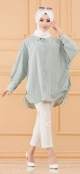 Chemise-Tunique fendue style habille pour femme (Vetement modeste pour hijab) - Couleur menthe