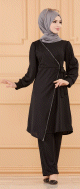 Ensemble habille tunique et pantalon pour femme (Vetement islamique chic et moderne - Boutique en ligne) - Couleur noir