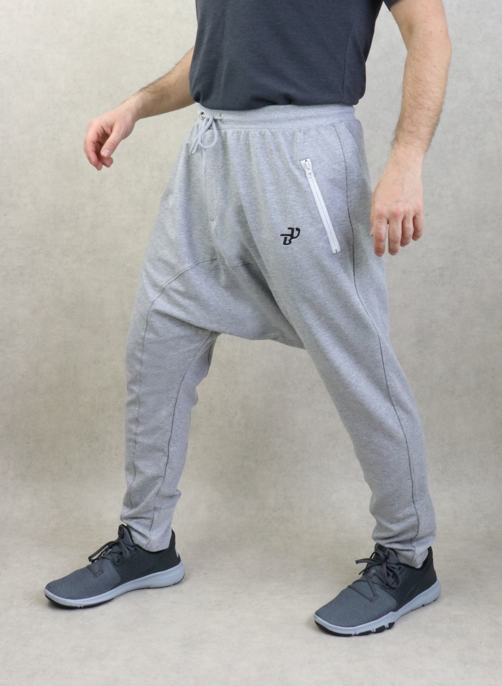 Pantalon jogging Seroual léger poches zip blanches pour homme - Sarouel  Marque Best Ummah - Couleur Gris clair chiné
