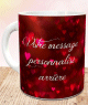Mug sur fonds de coeurs - Tasse cadeau personnalisee avec message (jolie ecriture artistique)