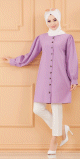 Tunique boutonnee pour femme (Tuniques style habille pour Hijab) - Couleur lilas