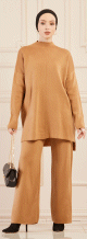 Ensemble ample pour saison automne hiver (Tenue hijab tricote en maille) - Couleur vison
