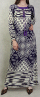 Robe de maison confortable a motifs de couleur Violet et creme
