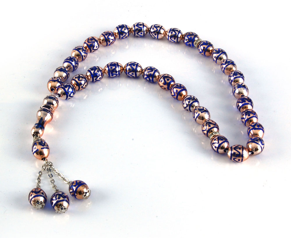chapelet musulman (sebha) 33 grains en verre couleur bleu - Objet de  décoration ou oeuvre artisanale sur