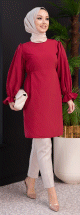 Tunique manches ballon (Vetement style habille pour femme voilee) - Couleur bordeaux
