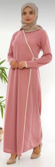 Robe Kimono pour femme (Vetement musulman mastour pour Hijab) - Couleur rose