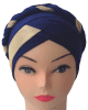 Bonnet hijab croisee a tresse pour femme - Couleur Bleu Marine
