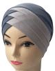 Turban bonnet croise bicolore femme moderne - Couleur Gris et Gris clair