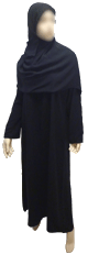 Abaya noire "Nafissa" discrete et ample (sans decorations) avec hidjab assorti