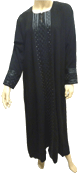 Abaya noire "Faiza" avec broderies et strass